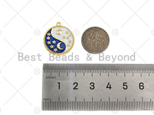 Load image into Gallery viewer, Enamel Cobalt White Yin Yang Pendant,Moon Star Sun Gold/Silver Pendant,Religious Enamel Jewelry,19x21mm,Sku#B129
