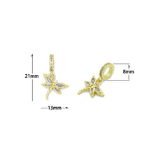 Load image into Gallery viewer, Clear CZ Gold Dragonfly Big Hole Charm Pendant, Sku#LK1194