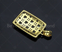 Load image into Gallery viewer, CZ Micro Pave Rectangle Mosaic lattice Charm/Pendant, Gold Dog Tag Charm, Pave Pendant, Gold plated charm, 15x24mm, Sku#LK126