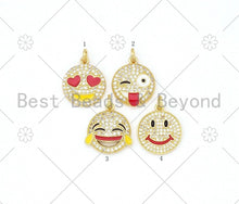 Load image into Gallery viewer, Gold Filled CZ Pave Enamel Popular Emojis Face Charm, EMOJIS, Emoji Charm,18K Gold Filled Enamel Charm,Enamel Jewelry,15x18mm,sku#L599