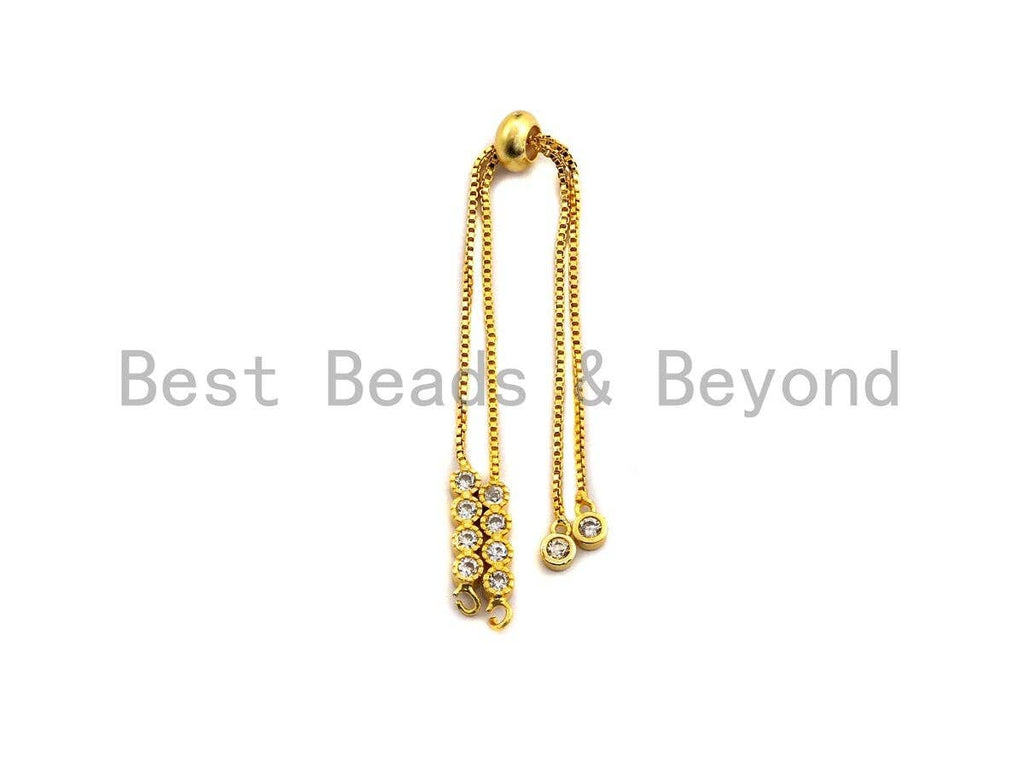 New Style Sliding adjustable Half finished bracelet,Box chain with CZ Stud, rubber stopper beads, link findings, sku# Z628