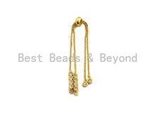 Load image into Gallery viewer, New Style Sliding adjustable Half finished bracelet,Box chain with CZ Stud, rubber stopper beads, link findings, sku# Z628