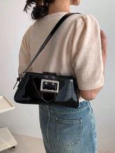 Load image into Gallery viewer, Handheld Patent Leather Silver Sweet &amp; Edgy Chic Bag
