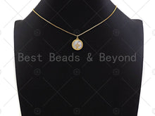 Load image into Gallery viewer, 18K Gold CZ Micro Pave Cross on Mother-of-pearl Pendant ,SKU#Z1119