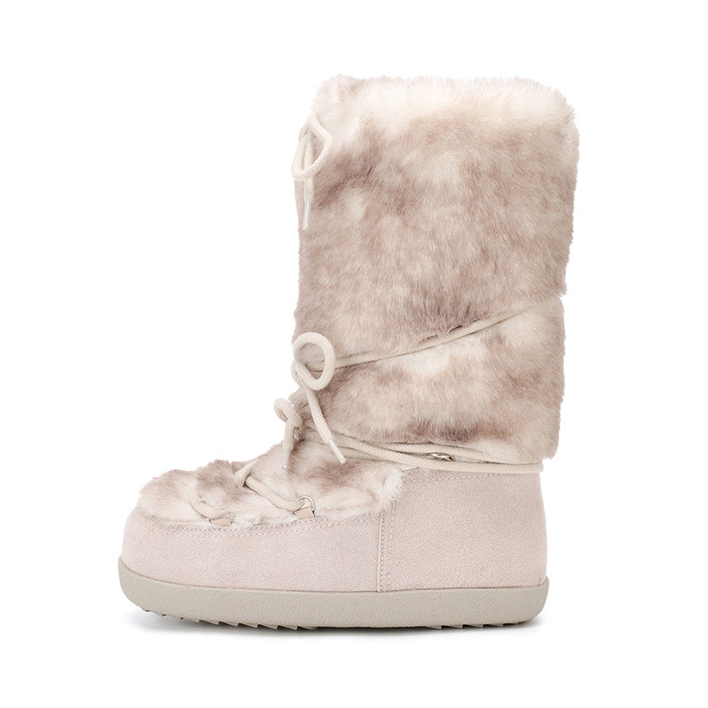 Women's Insulated Mid-Calf Snow Boots | Faux Fur Lined Flat Heel Slip-On Winter Boots