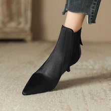Load image into Gallery viewer, Women's Genuine Leather Stiletto Heel Pointed-Toe Ankle Boots – Back Zipper, Velvet or Single Lining