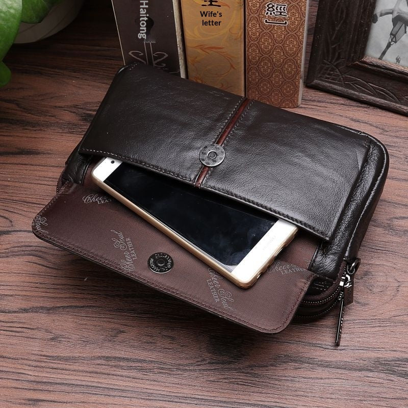 Men's Genuine Leather Clutch Bag – Soft First-Layer Cowhide Business Wallet