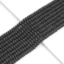 Load image into Gallery viewer, 4x6mm/5x8mm Rondelle Smooth Black Lava Beads, Sku#U1871