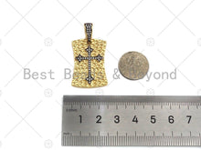Load image into Gallery viewer, CZ Micro Pave Dual Color Cross On Shield Pendant, Sku#L281