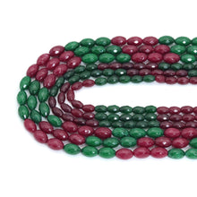 Load image into Gallery viewer, Red Green Jade Rice Faceted Beads, Sku#U2168