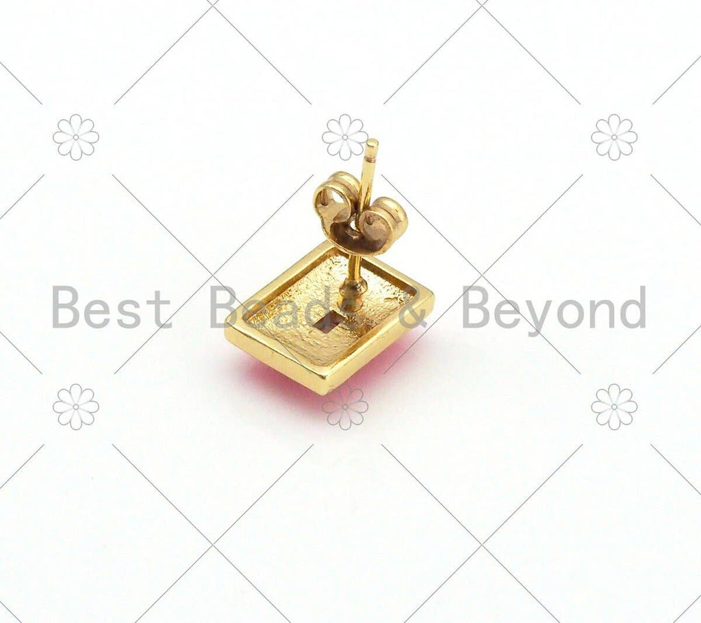 Colorful Enamel Rectangle Shape Earrings, Sku#O82C