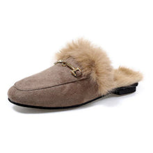 Load image into Gallery viewer, Women's Velvet Flat Slippers | Faux Fur Suede Round Toe Indoor Outdoor Slides