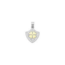 Load image into Gallery viewer, Dual Color CZ Gold Flower On Shield Charm Pendant, Sku#LX748
