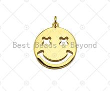 Load image into Gallery viewer, 18K Hollow Out Smiley Face Pendant/Charm,Gold Silver Medallion Charm, Necklace Bracelet Charm Pendant,19x22mm, Sku#LK248