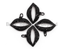 Load image into Gallery viewer, Black CZ Pave On Black Micro Pave Lip Charm Beads, CZ Pave Lip Charm 15x21mm, sku#F387