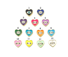 Load image into Gallery viewer, Enamel Heart with Evil Eye Spacer Beads, Two Sided Beads, Sku#G430