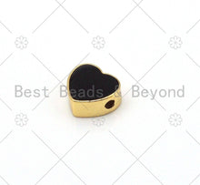 Load image into Gallery viewer, Enamel Colorful Heart Spacer Beads, Heart beads, Pink Turquoise Black Yellow Enamel Jewelry,10mm,Sku#N59