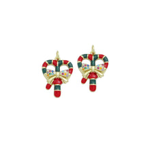 Load image into Gallery viewer, Gold Colorful Enamel Christmas Candy Cane Charm Pendant,Sku#LK1223