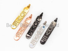 Load image into Gallery viewer, CZ Love Micro Pave Long Bar Love Pendant, Cubic Zirconia Strip Pendant, Micro pave Oval shape pendant, 50x9mm, sku#F354