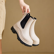 Load image into Gallery viewer, Women's Waterproof Martin Rain Boots | Thick Sole Mid-Calf PVC Boots | Black &amp; Khaki
