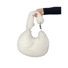 Load image into Gallery viewer, Plush Bucket Crossbody Bag – Adjustable Strap, Clasp Closure