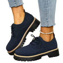Load image into Gallery viewer, Plus-Size Women's Chunky Heel Lace-Up Business Casual Shoes | Round Toe PU Leather