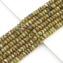 Load image into Gallery viewer, Genuine Green Serpentine Rondelle Smooth Beads, Sku#U1677