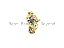 Load image into Gallery viewer, CZ Colorful Micro Pave  Sea Horse Pendant, Sea Horse Shaped Pave Pendant, Seahorse Gold plated, 12x19mm, Sku#F749