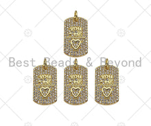 Load image into Gallery viewer, Gold Filled CZ Micro Pave You Me Heart On Rectangle Shape Pendant, 18K Gold Filled Charm, Love Necklace Bracelet Charm,11x18mm,Sku#LK330