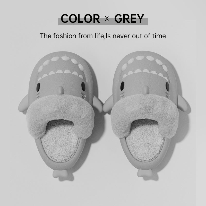 Shark Slippers Warm Fuzzy House Shoes | Detachable Fuzzy Winter Bedroom Slippers