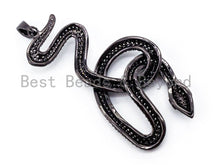 Load image into Gallery viewer, CZ Micro Pave Large Snake Pendant, Cubic Zirconia Pendant, Gold/Silver/Rose Gold/Black, 27x60mm, SKU#F319