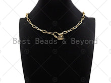 Load image into Gallery viewer, 18K Gold Key Heart Lock Clasp, Gold Heart Shape Clasp, Chain Clasp, Lock clasp, Fancy Lock pendant, 16x28mm,sku#K145