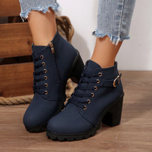 Load image into Gallery viewer, Women's Cross-Tie Chunky-Heel Ankle Boots | Block Heel Lace-Up Booties