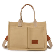Load image into Gallery viewer, Women's Canvas Tote Bag Large Capacity Multi Pocket Shoulder Crossbody Messenger Bag