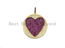 Load image into Gallery viewer, CZ Large Round With Heart Pendant, Sku#F689C
