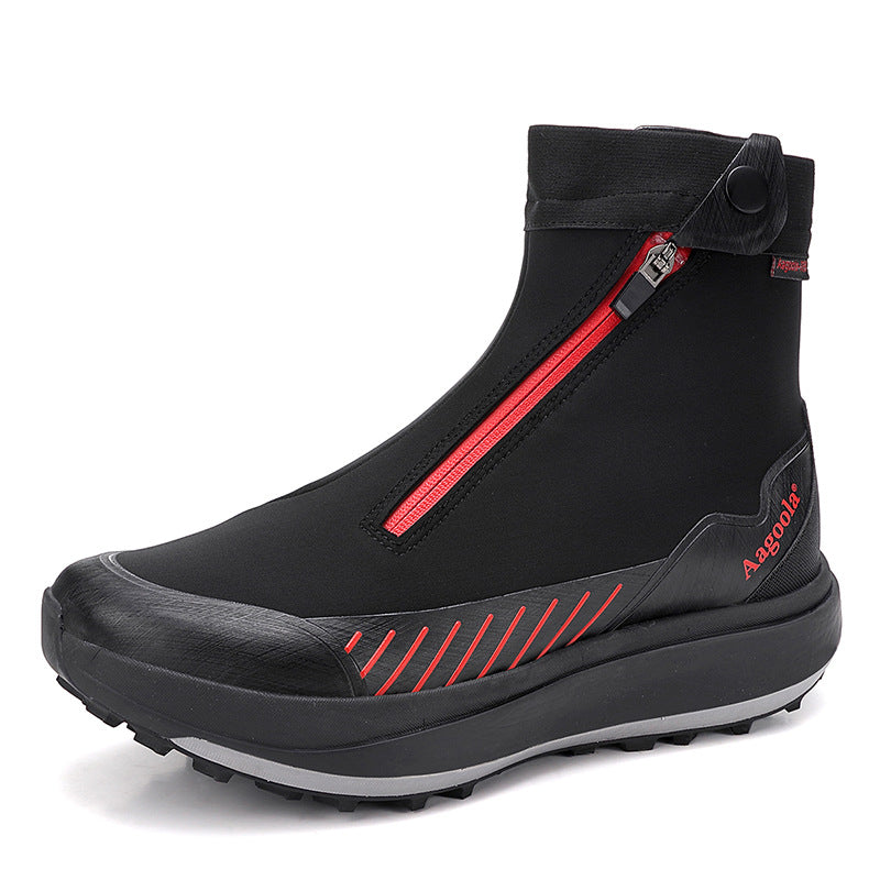 Men's High-Top Hiking Boots - Waterproof Non-Slip Mountaineering Boots with Shock Absorption