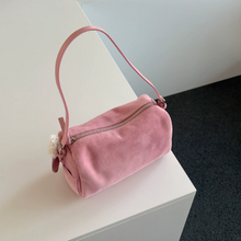 Load image into Gallery viewer, Women's Suede Barrel Tote &amp; Shoulder Bag – Zippered Minimalist Handbag