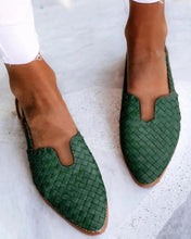 Load image into Gallery viewer, Women's Plus Size Pointed Toe Slip-On Sandals | Knit Upper Low Heel