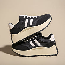 Load image into Gallery viewer, Women's Height-Boosting Lace-Up Sneakers – Synthetic PU Upper, Mesh Lining, Round Toe