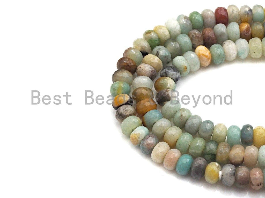 2mm Large Hole Natural Amazonite Beads, Rondelle Faceted 6x1