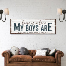 Load image into Gallery viewer, Home Is Where My Boys Are Family Sign