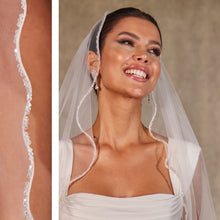 Load image into Gallery viewer, Wavy Beaded Edge Minimalist Wedding Veil- D246