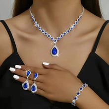Load image into Gallery viewer, 3-Piece Set: Elegant Bridal Jewelry Set - Rhinestone-Encrusted Earrings, Necklace &amp; Bracelet Combo
