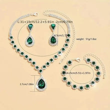Load image into Gallery viewer, 3-Piece Set: Elegant Bridal Jewelry Set - Rhinestone-Encrusted Earrings, Necklace &amp; Bracelet Combo