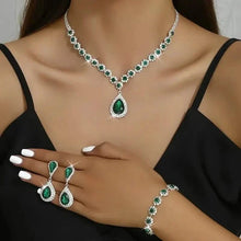 Load image into Gallery viewer, 3-Piece Set: Elegant Bridal Jewelry Set - Rhinestone-Encrusted Earrings, Necklace &amp; Bracelet Combo