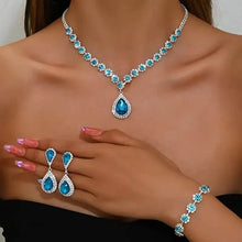 Load image into Gallery viewer, 3-Piece Set: Elegant Bridal Jewelry Set - Rhinestone-Encrusted Earrings, Necklace &amp; Bracelet Combo