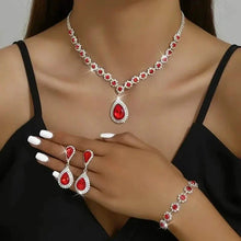 Load image into Gallery viewer, 3-Piece Set: Elegant Bridal Jewelry Set - Rhinestone-Encrusted Earrings, Necklace &amp; Bracelet Combo