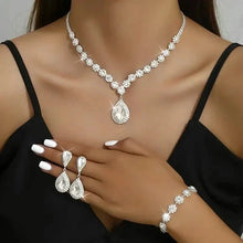 Load image into Gallery viewer, 3-Piece Set: Elegant Bridal Jewelry Set - Rhinestone-Encrusted Earrings, Necklace &amp; Bracelet Combo