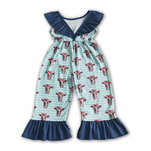 Load image into Gallery viewer, Ruffle collar backless cow print jumpsuit baby girls jumper