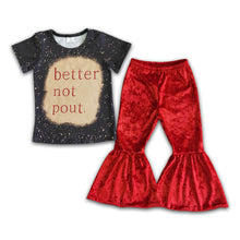 Load image into Gallery viewer, Better not pout bleached shirt velvet pants girls outfits